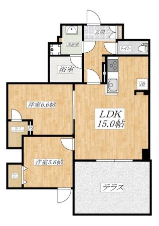 テラス付き2LDK☆彡
