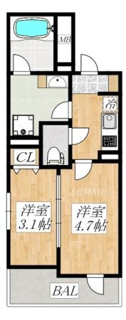 北東向きです